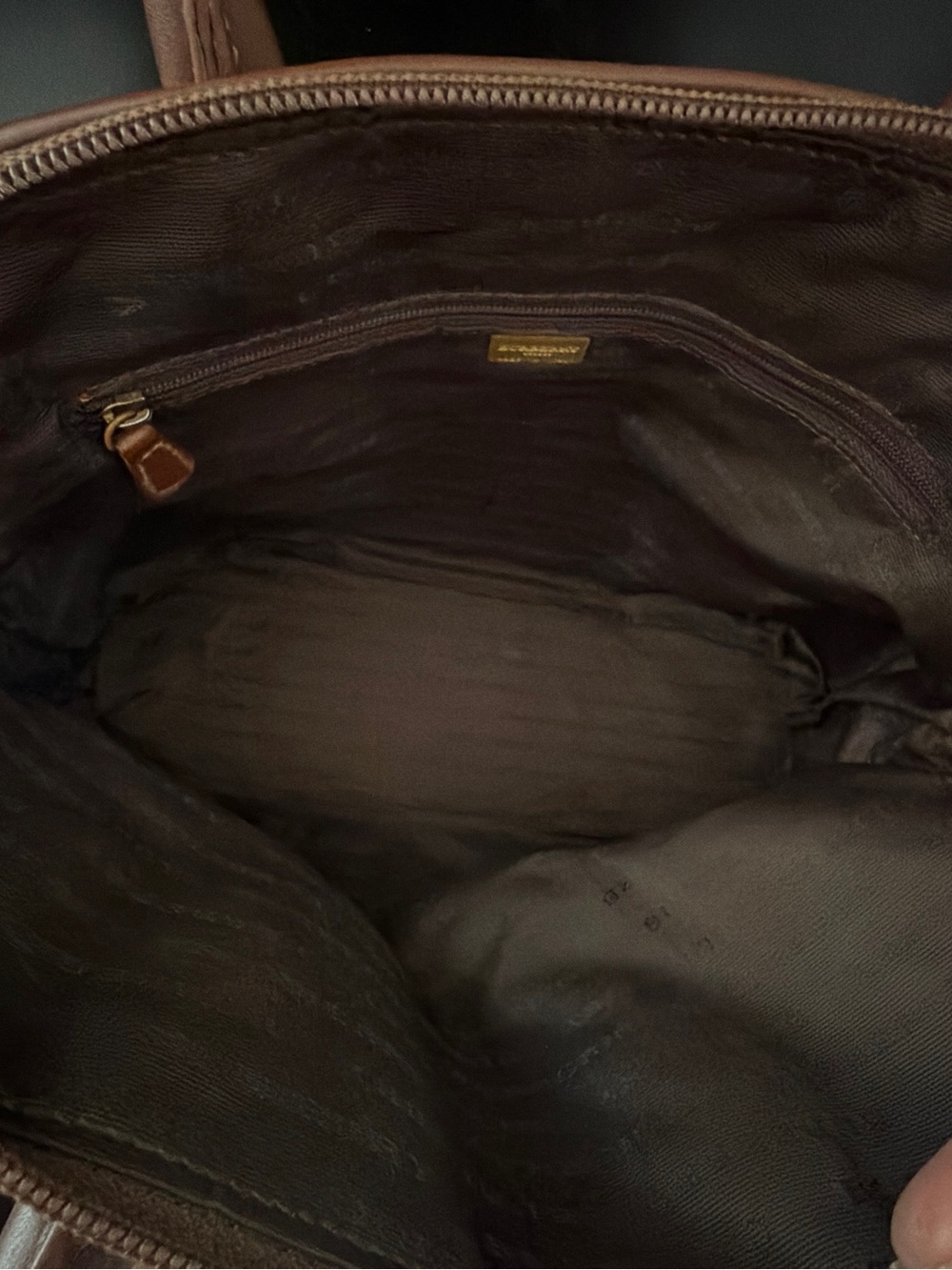 Authentic Burberry Tan Plaid Satchel with Brown Leather Trim - Picture 2 of 5